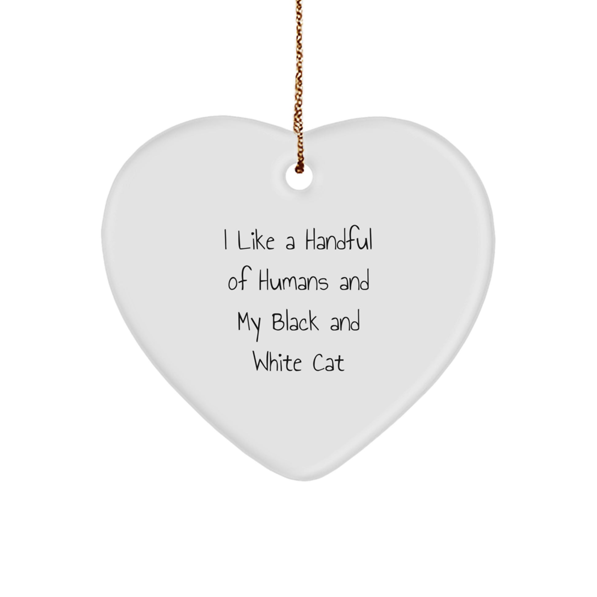 Funny Black and White Cat Heart Ornament, Gifts for Cat Lovers, Christmas Unique Gifts from Friends and Family to Men and Women - Image 1