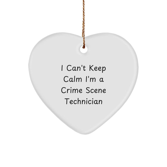 Funny Crime Scene Technician Gifts from Friends, I Can't Keep Calm Heart Ornament for Christmas Unique Gifts - Image 1
