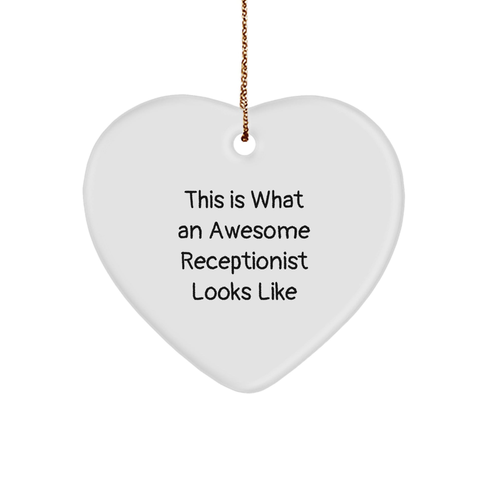 Funny Receptionist Gifts, Heart Ornament, 'This Is What An Awesome Receptionist Looks Like' - Gifts from Coworkers, Friends, Men, Women, Family - Image 1