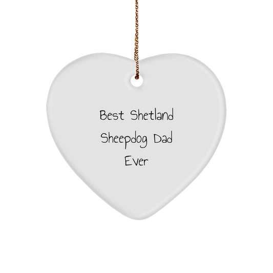 Shetland Sheepdog Dad Gifts from Men - 'Best Shetland Sheepdog Dad Ever' Heart Ornament for Christmas - Image 1