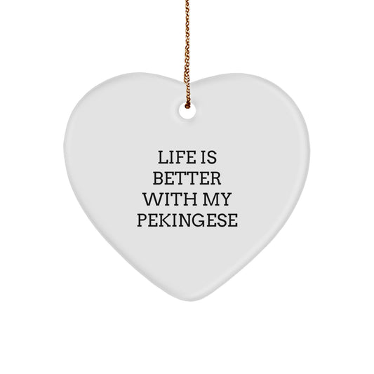 Pekingese Dog Lovers' Heart Ornament, Gifts from Family to Friends, 'Life Is Better With My Pekingese', Christmas Unique Gifts - Image 1