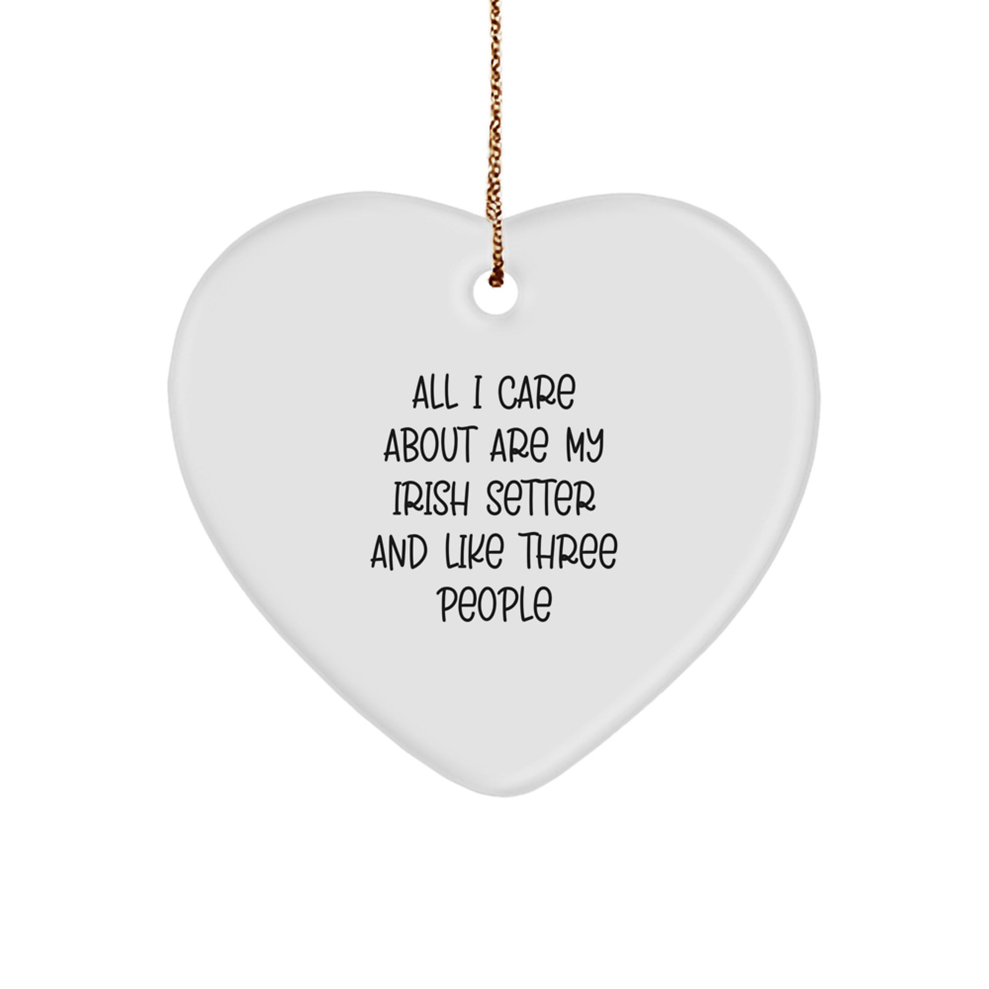 Irish Setter Dog Lover Gifts for Men, Women, or Friends - 'All I Care About Are My Irish Setter And Like Three People' Heart Ornament for Christmas - Image 1