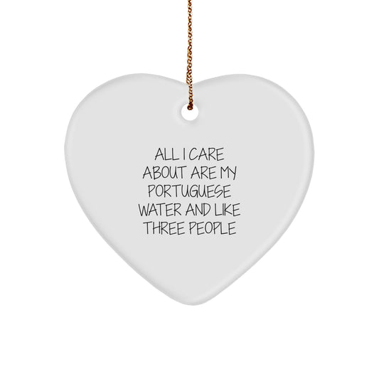 Portuguese Water Dog Lovers' Christmas Unique Gift, Heart Ornament with Funny Quote, Gifts from Friends to Family - Image 1