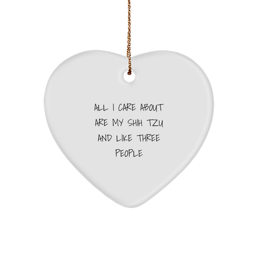 Shih Tzu Dog Lovers Gifts, Funny Heart Ornament for Christmas Unique Gifts from Friends, Family, or Men to Women, Shih Tzu Dog Heart Ornament - Image 1