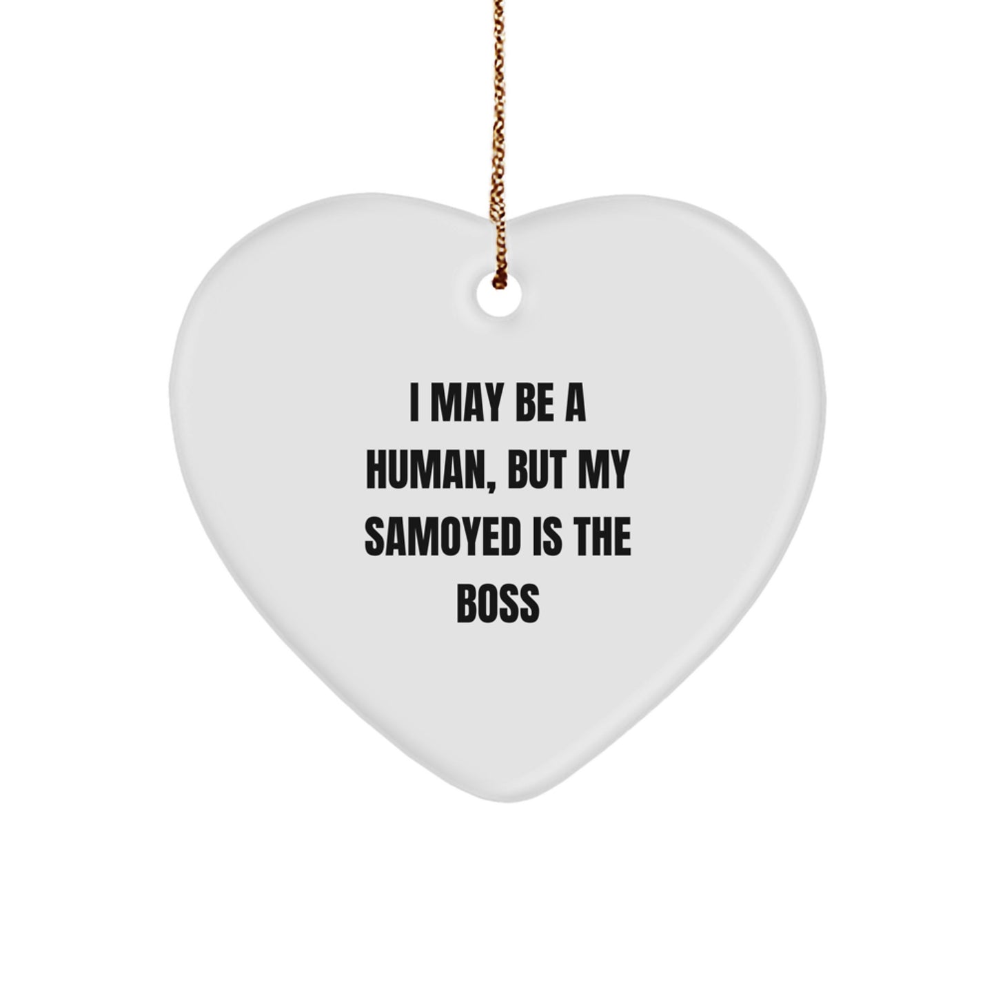 Funny Samoyed Dog Gifts for Men from Wife, Husband, or Friends - Heart Ornament - Image 1