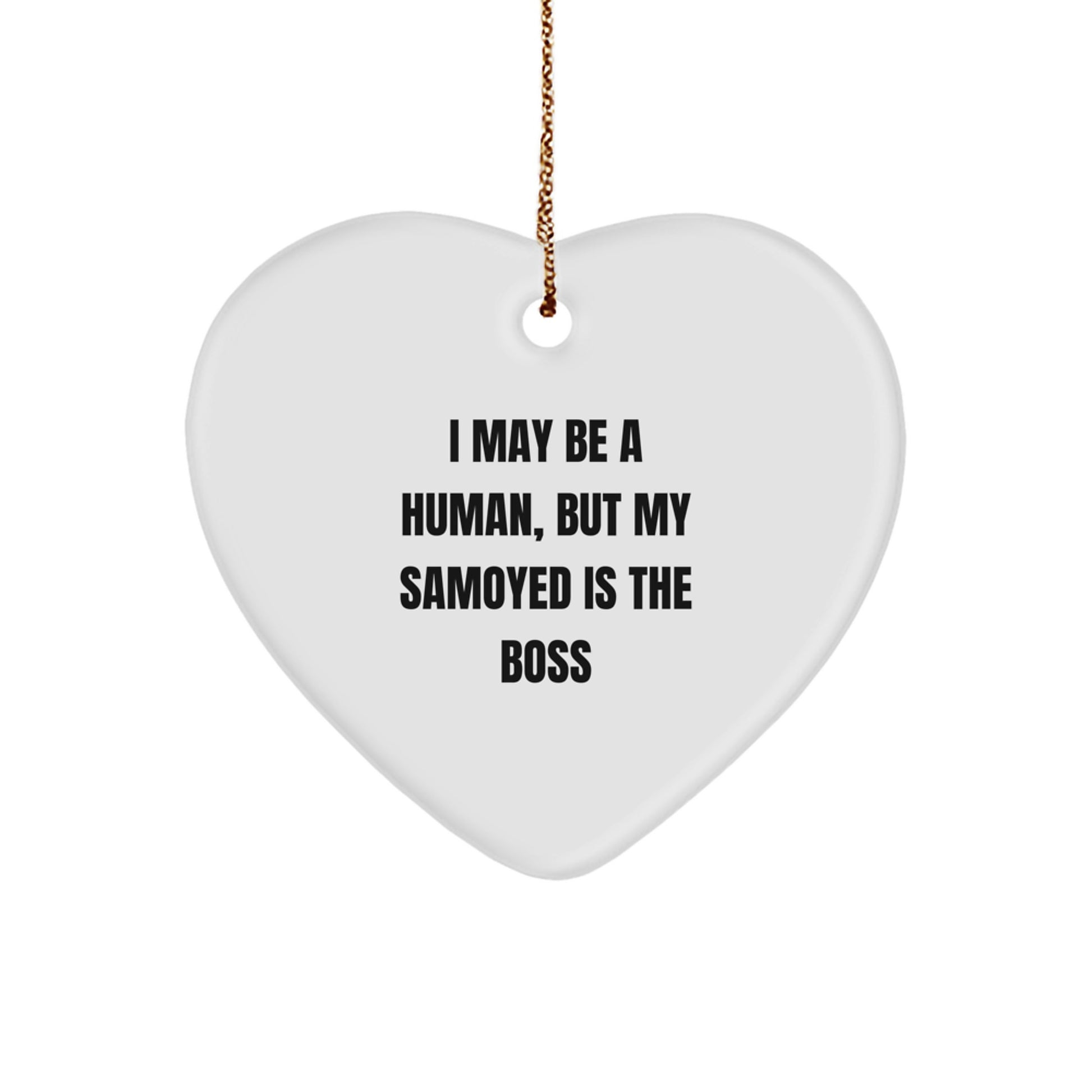 Funny Samoyed Dog Gifts for Men from Wife, Husband, or Friends - Heart Ornament - Image 1