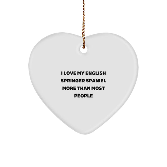 Funny English Springer Spaniel Dog Lover Gifts from Family, Heart Ornament for Christmas, I Love My English Springer Spaniel More Than Most People - Image 1
