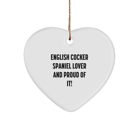 English Cocker Spaniel Dog Lover Gifts from Men to Family - Christmas Unique Heart Ornament for English Cocker Spaniel Dog Enthusiasts, Funny Quote Included, White Heart Shaped - Image 1