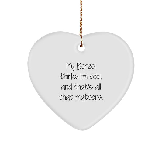 Borzoi Dog Lover Gifts from Friends - Funny Heart Ornament for Christmas Unique Gifts for Men Women - Image 1