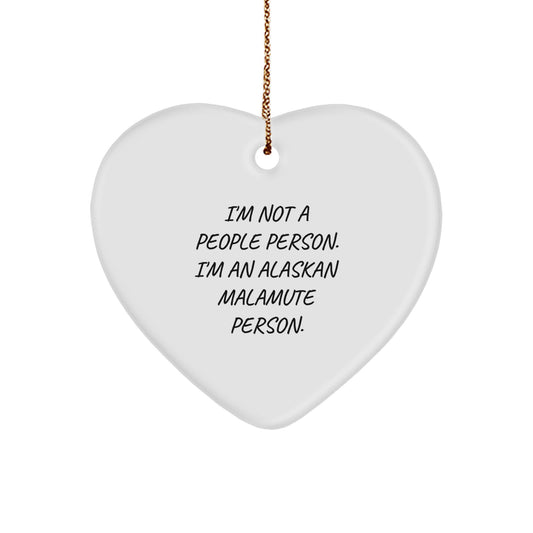 Funny Alaskan Malamute Dog Gifts for Men, Christmas Unique Ornament, Heart Shaped, Gifts from Friends, Family, Coworkers - Image 1
