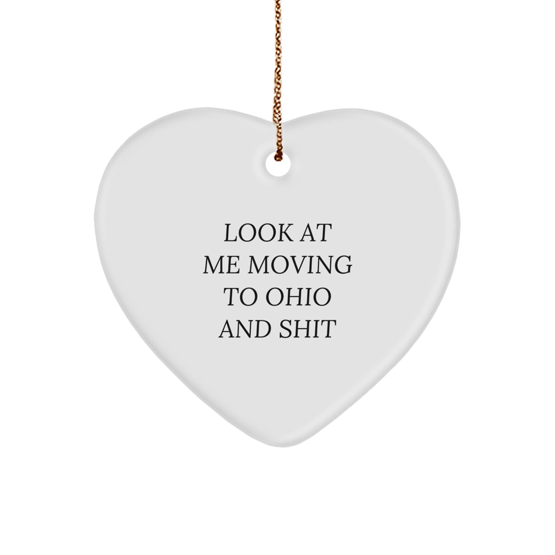 Funny Ohio Gifts for Men, Moving to Ohio and Shit Heart Ornament Christmas Unique Ideas - Image 1