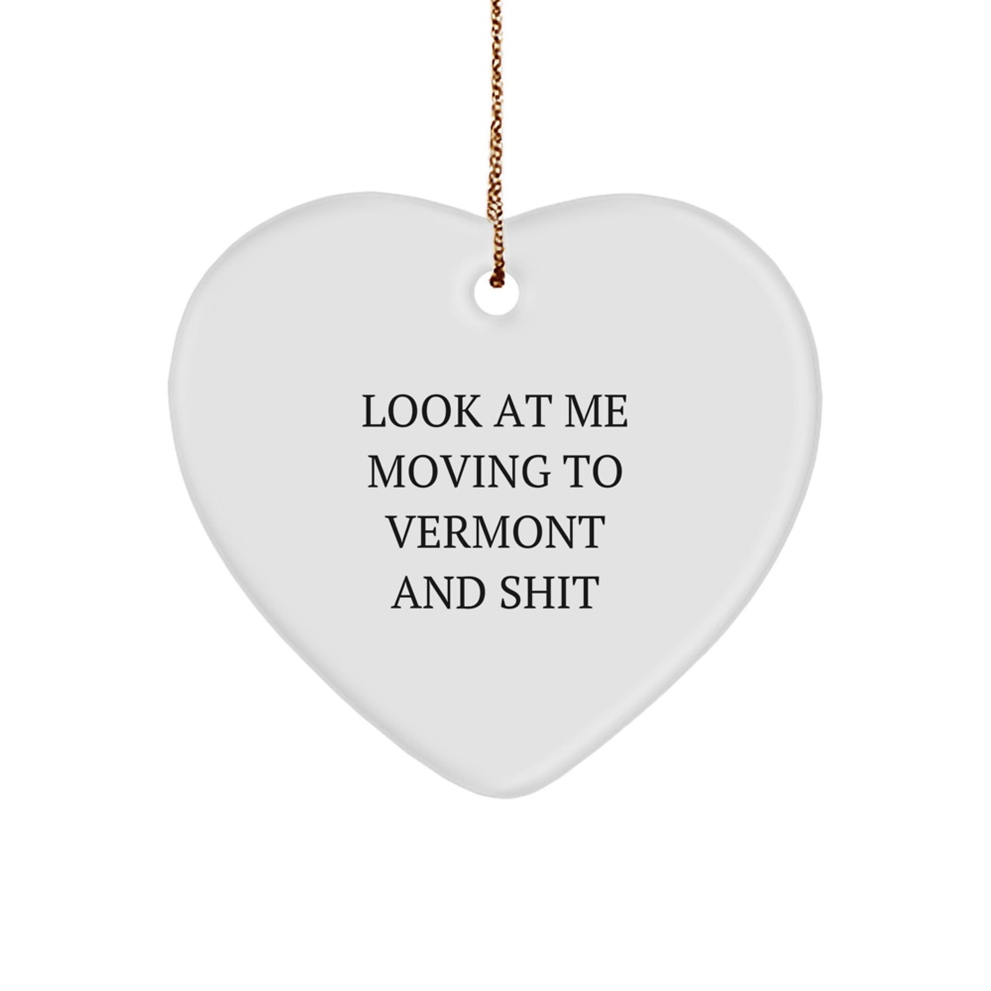 Vermont Heart Ornament Funny Quote Gifts from Friends to Family for Christmas Unique Decorations - Image 1