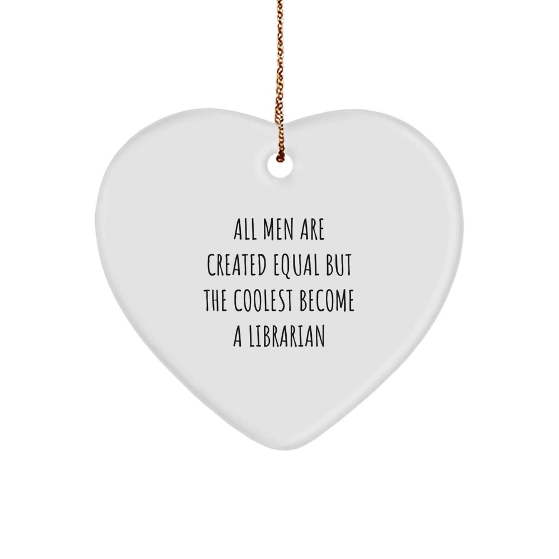 Funny Librarian Gifts for Men - Heart Ornament from Friends and Family, Christmas Unique Presents for Librarians - Image 1