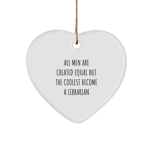 Funny Librarian Gifts for Men - Heart Ornament from Friends and Family, Christmas Unique Presents for Librarians - Image 1