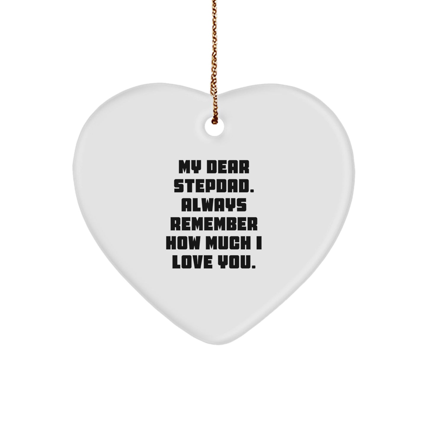 Funny Stepdad Heart Ornament Gifts for Stepdad from Family, Heart Shaped Ornament with Inspirational Quote for Christmas Unique Gifts - Image 1