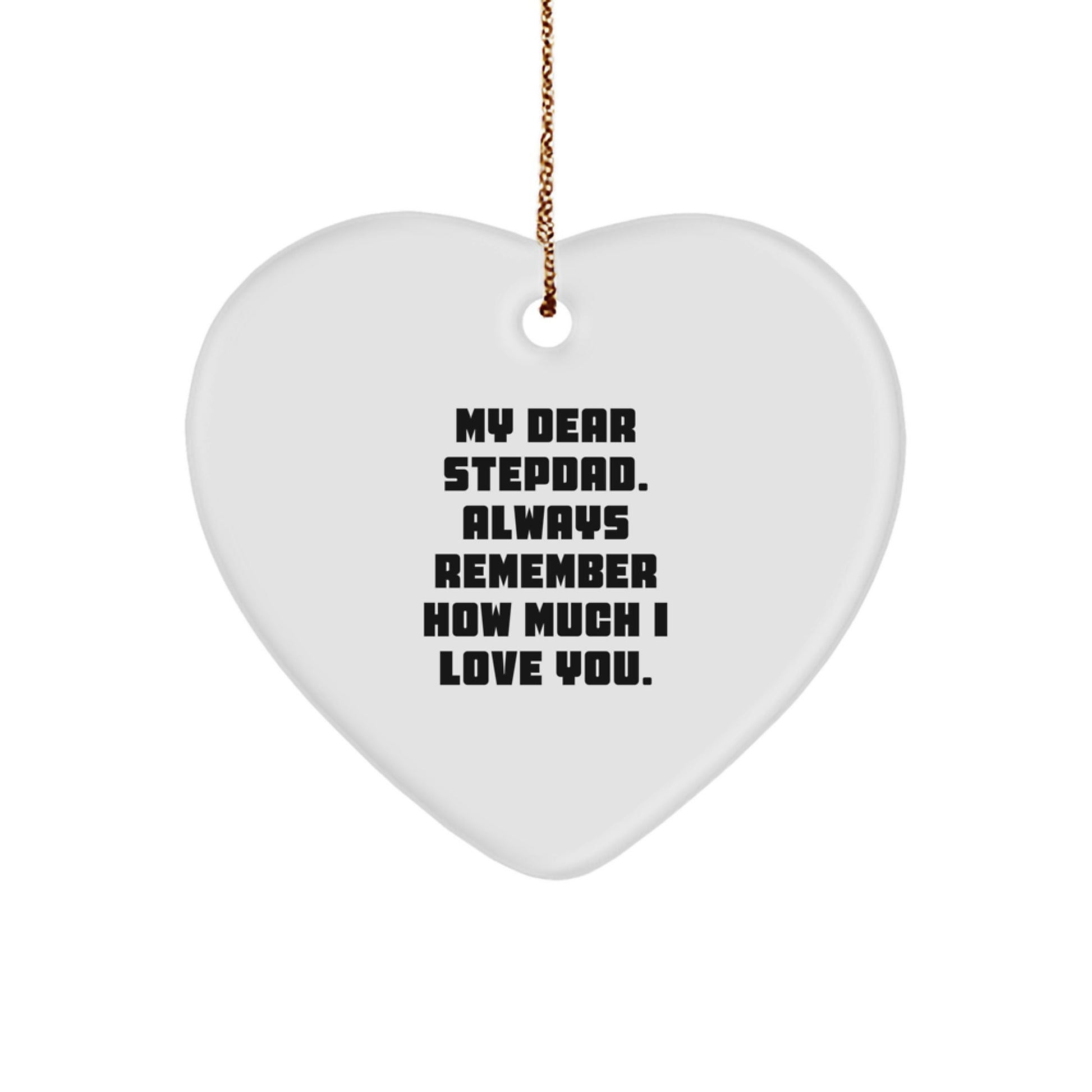 Funny Stepdad Heart Ornament Gifts for Stepdad from Family, Heart Shaped Ornament with Inspirational Quote for Christmas Unique Gifts - Image 1