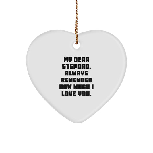 Funny Stepdad Heart Ornament Gifts for Stepdad from Family, Heart Shaped Ornament with Inspirational Quote for Christmas Unique Gifts - Image 1