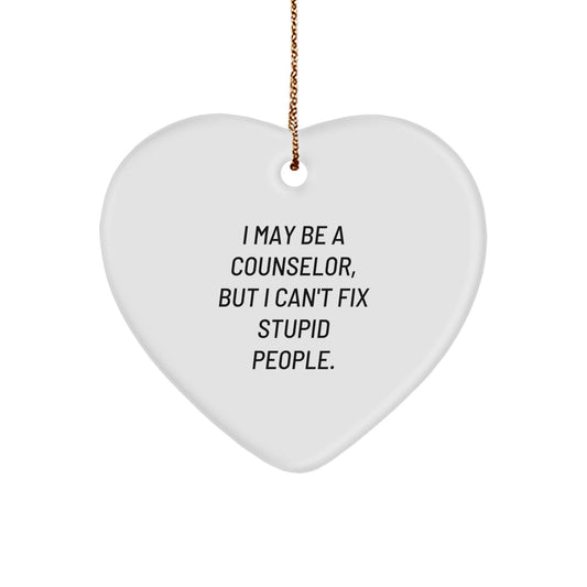 Funny Counselor Gifts from Men to Women Friends, Heart Ornament for Counselor Christmas Unique Gifts - Image 1