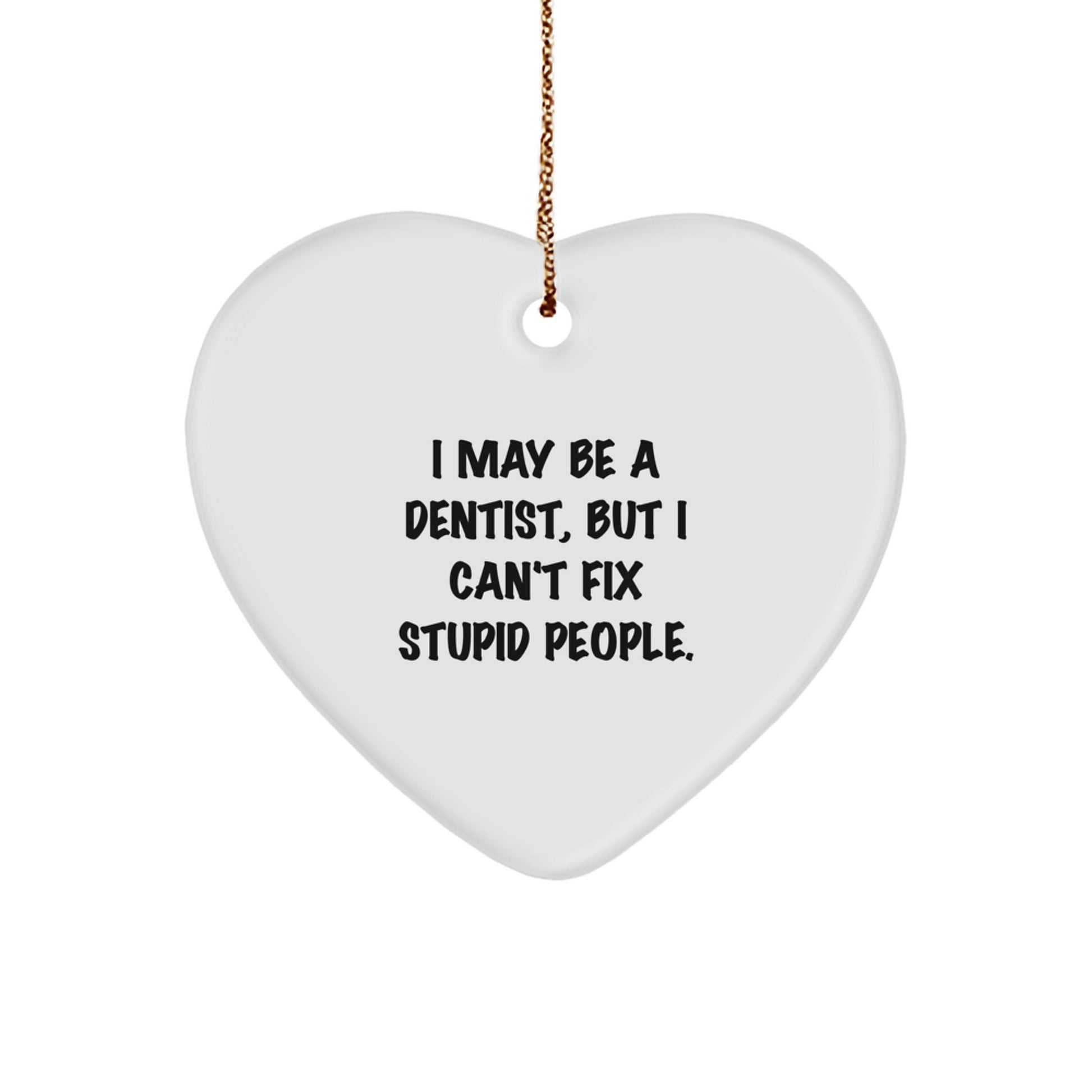 Funny Dentist Gift, Heart Ornament for Dentist Men, Gifts from Family to Dentist, 'I May Be A Dentist, But I Can't Fix Stupid People.', Christmas Unique Gifts - Image 1