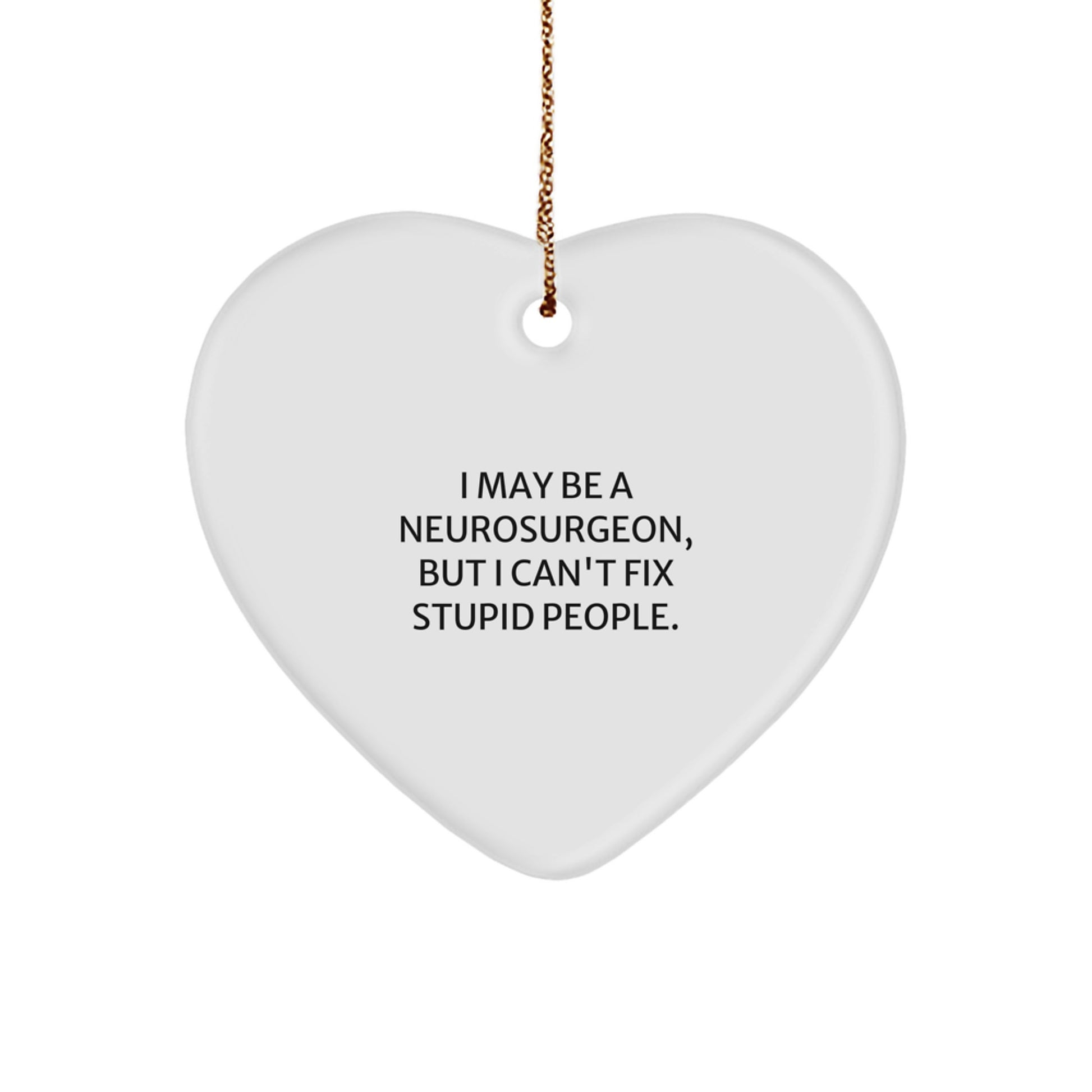 Funny Neurosurgeon Heart Ornament Gifts from Men to Colleagues, Coworkers, Friends, Family - I May Be A Neurosurgeon, But I Can't Fix Stupid People. - Image 1
