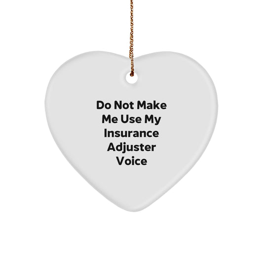 Funny Insurance Adjuster Gifts from Friends - Insurance Adjuster Humor Heart Ornament, Christmas Unique Gifts for Insurance Adjuster Men and Women, Heart Shaped Ornament - Image 1