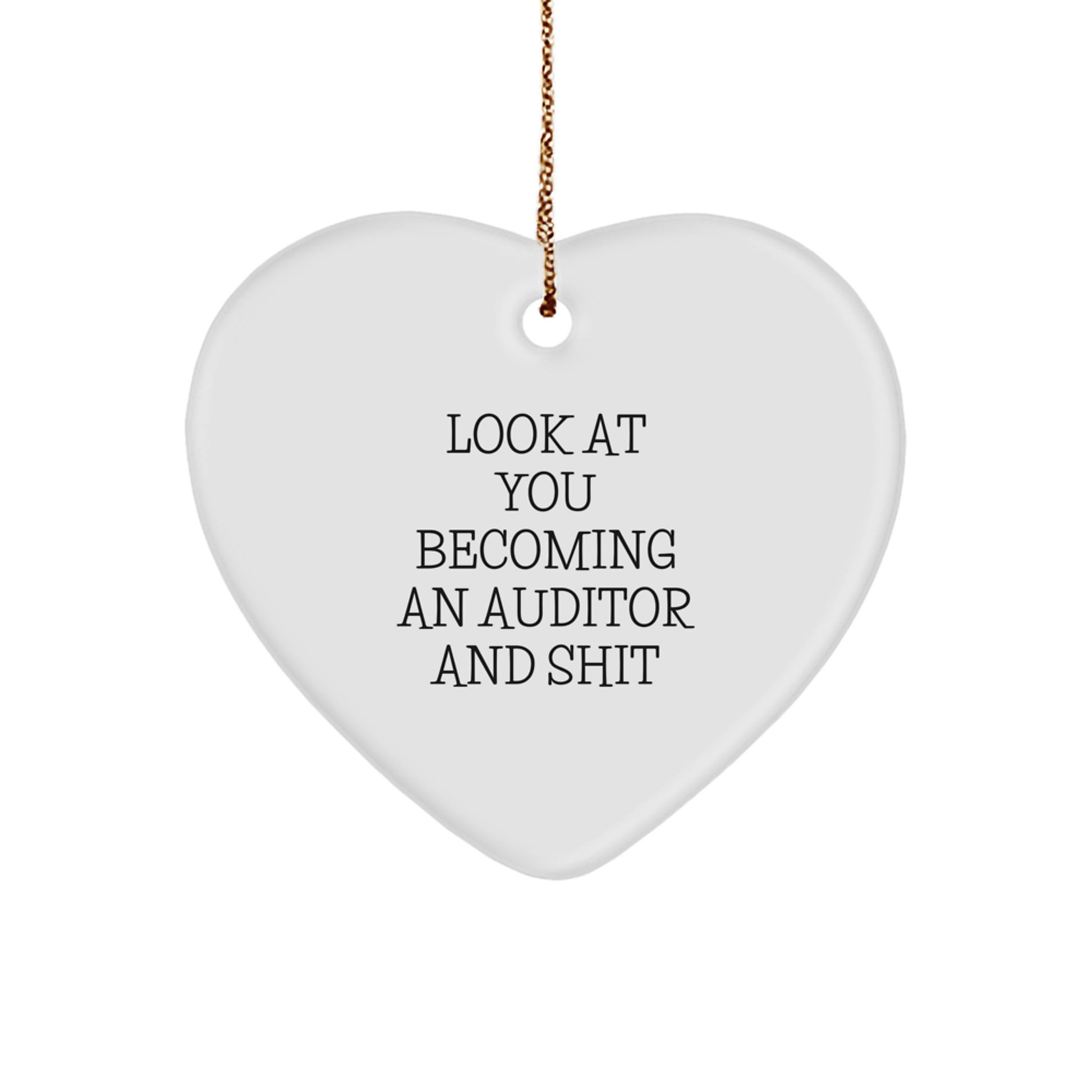 Funny Auditor Gifts for Men, Women, Friends, and Family - Heart Ornament with Look At You Becoming An Auditor And Shit, Christmas Unique - Image 1