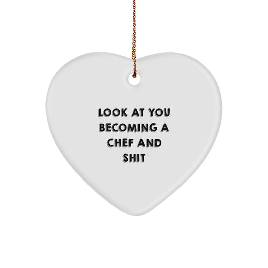 Funny Chef Heart Ornament Gifts from Men to Women Friends for Christmas Unique Chef Decorations - Image 1