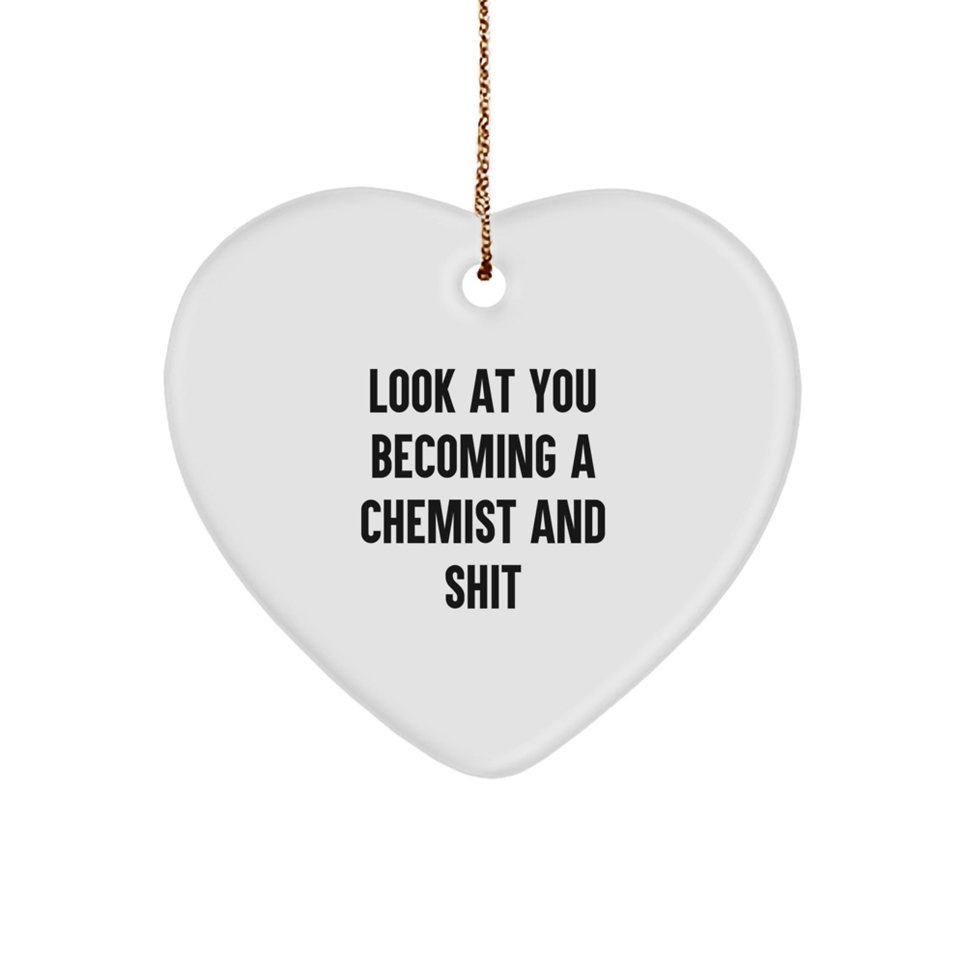 Funny Chemist Gifts for Christmas, Heart Ornament, Gifts from Friends to Chemist, 'Look At You Becoming A Chemist And Shit' Quote - Image 1