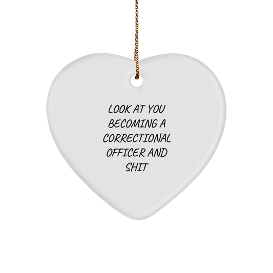 Funny Correctional Officer Heart Ornament Gifts for Men, Unique Christmas Unique Correctional Officer Gifts from Family, Office Decor, Correctional Officer Gifts - Image 1