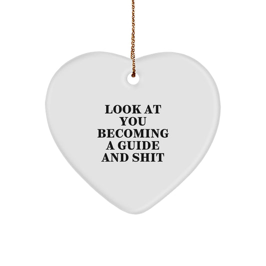 Funny Guide Heart Ornament Gifts from Men to Guide Friends, Unique Christmas Memorable Presents for Guide Enthusiasts, Inspirational Heart Shaped Decorations, Gifts for Guides - Image 1