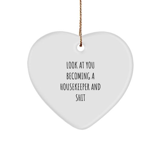 Funny Housekeeper Gifts from Friends, Heart Ornament for Housekeeper, Christmas Unique Gifts for Housekeeper - Image 1
