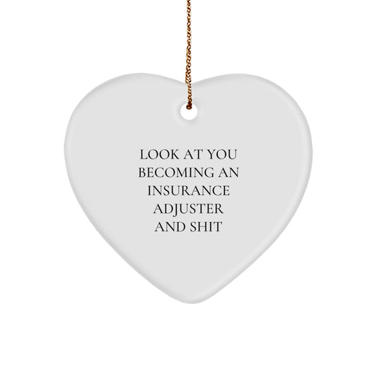 Funny Insurance Adjuster Gifts, Heart Ornament for Men or Women Coworkers, Gifts from Friends to Insurance Adjuster, Unique Christmas Unique Gifts Idea for Insurance Adjuster - Image 1