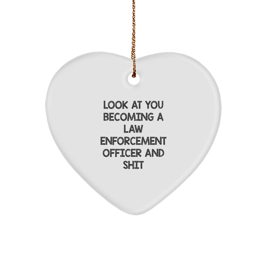 Funny Law Enforcement Officer Heart Ornament, Gifts from Friends for Men, Inspirational Christmas Unique - Image 1