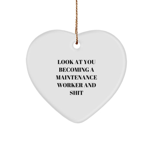 Funny Maintenance Worker Gifts, Heart Ornament, Gifts from Friends for Maintenance Worker, Christmas Unique Gifts - Image 1