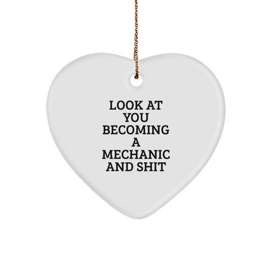Funny Mechanic Gifts for Him, Heart Ornament Mechanic Quote, Christmas Unique Gifts from Men to Mechanic Friends - Image 1
