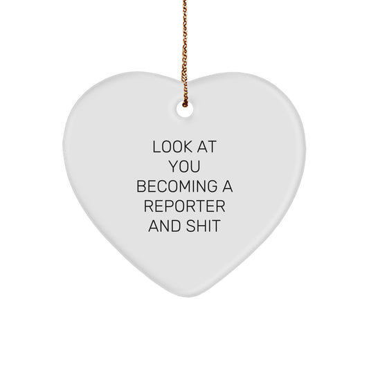 Funny Reporter Heart Ornament Gifts from Friends for Men, Perfect Unique Christmas Memorable Presents - Image 1