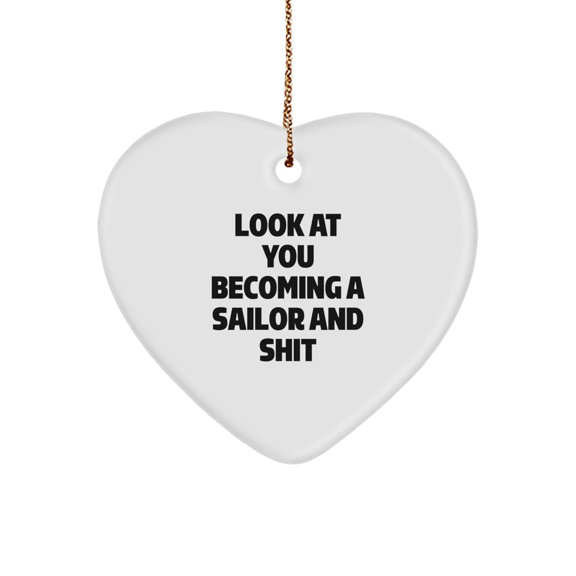 Funny Sailor Gifts from Friends and Family for Christmas Unique Ornaments Heart Shaped White - Image 1