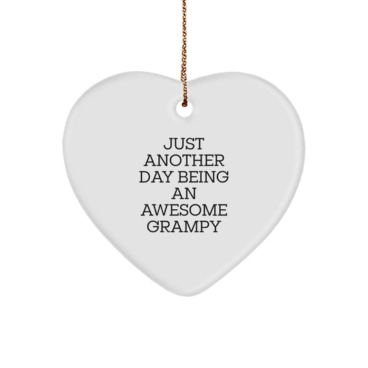Funny Grampy Heart Ornament Gifts from Family, Heart Shaped Christmas Unique Gifts for Grampy - Image 1