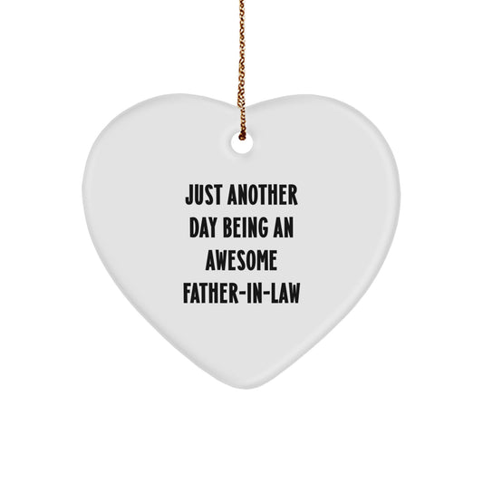Funny Father-in-law Gifts from Family Members Christmas Unique Heart Ornament, Inspirational Heart Shaped Gift for Father-in-law - Image 1