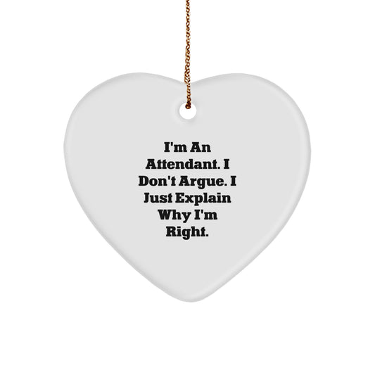 Funny Attendant Heart Ornament Gifts from Men or Women to Attendants, Friends, and Family at Christmas Time - Heart Shaped Decor - Image 1