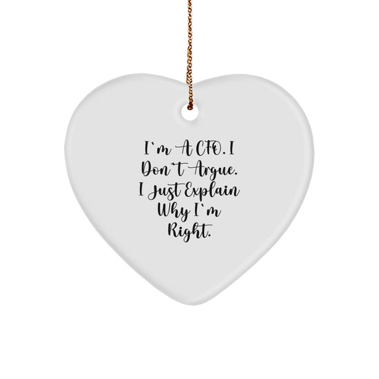 Funny CFO Heart Ornament, Gifts from Friends to CFO, Christmas Unique Gifts, Heart Shaped, White Color, Perfect for CFO Men, Women, Coworkers, Family - Image 1