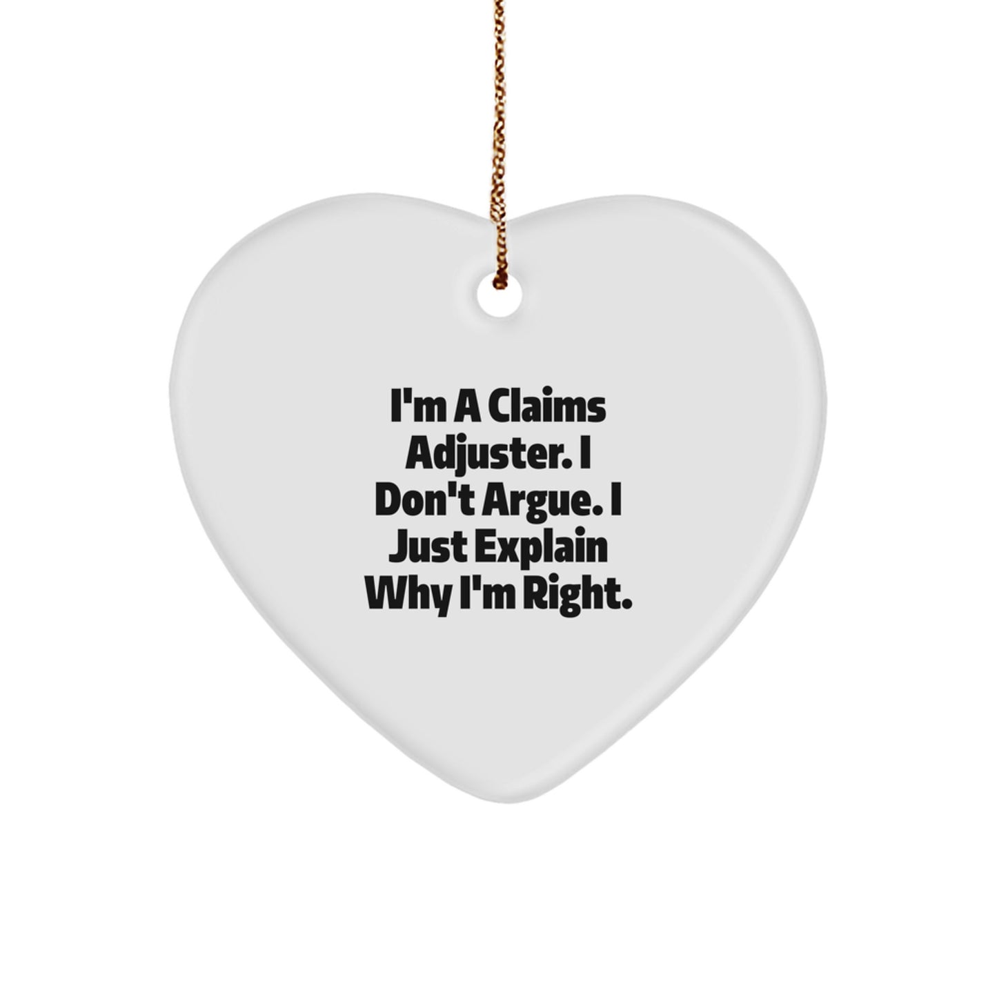 Funny Claims Adjuster Gifts, Heart Ornament Quote - Gifts from Friends to Claims Adjuster, Christmas Unique Gifts for Claims Adjuster Men, Inspirational Heart Ornament - Image 1