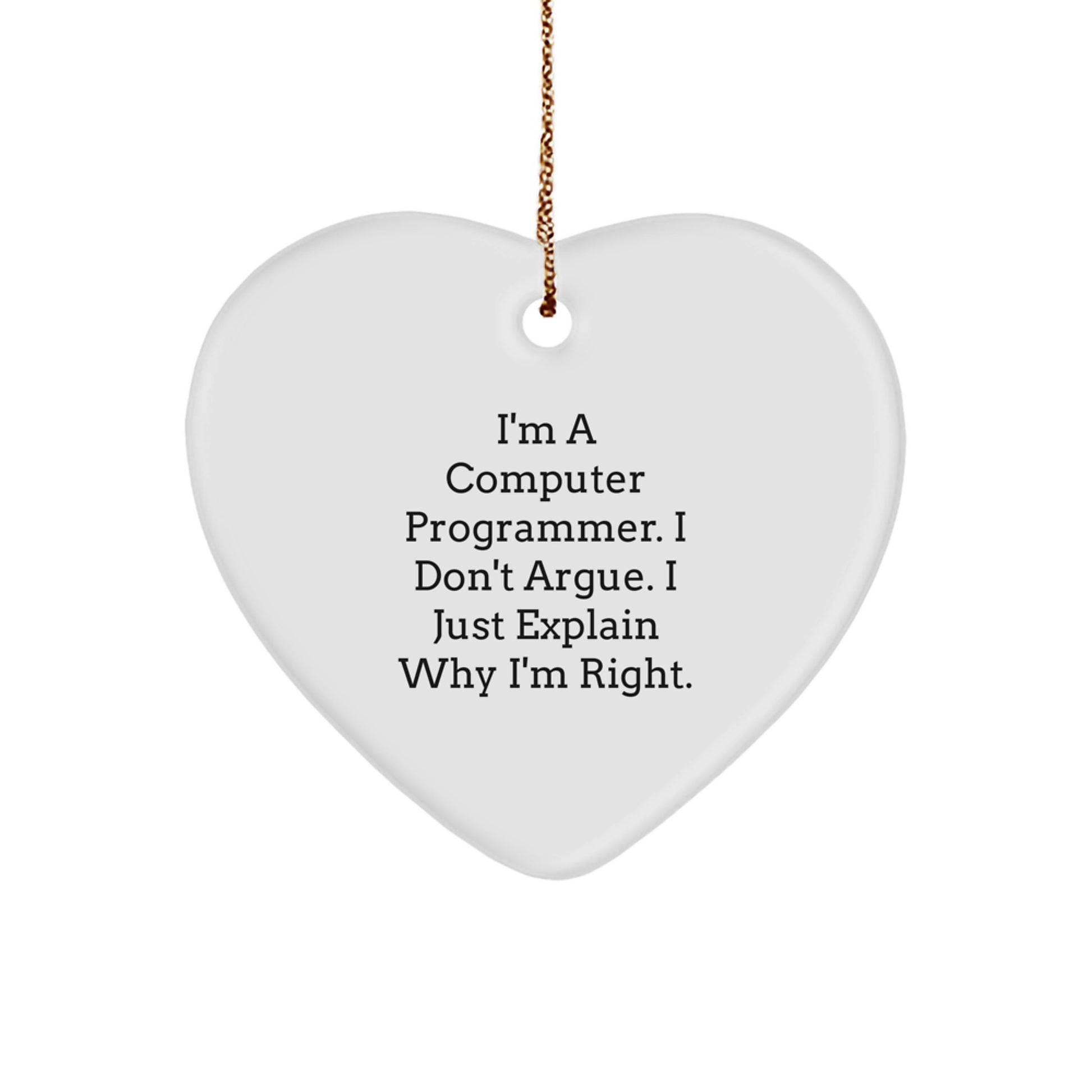 Funny Computer Programmer Gifts from Friends - Heart Ornament for Men, Women, Coworkers, or Family - Inspirational Christmas Unique Gifts - Image 1