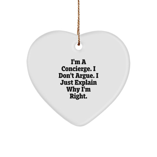 Concierge Heart Ornament, Funny Quote Gifts from Friends to Concierge, Unique Christmas Unique Gifts for Men or Women - Image 1