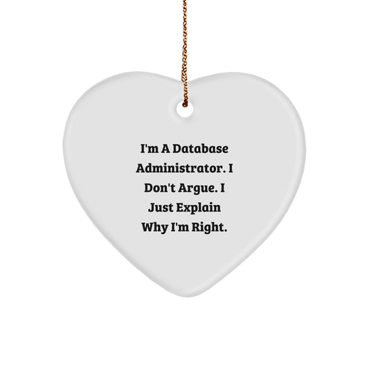 Funny Database Administrator Heart Ornament Gifts for Men Women Friends Coworkers Family - Christmas Unique Gifts from Husband Wife Kids - Image 1