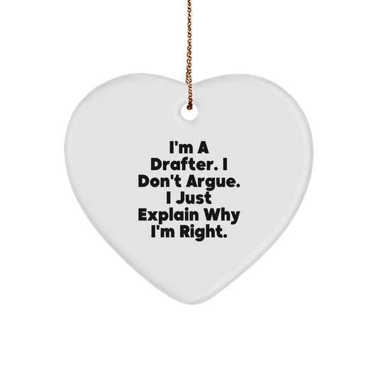 Funny Drafter Heart Ornament Gifts from Men to Drafter Friends and Family on Christmas Unique - Image 1