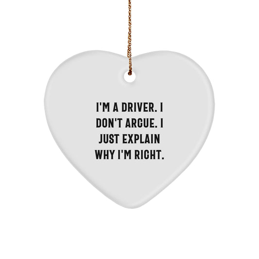 Funny Driver Gifts from Men, Heart Ornament for Drivers, Christmas Unique Presents for Him - Image 1