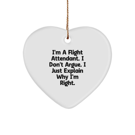 Flight Attendant Gifts from Friends for Flight Attendant Men - Funny Quote Heart Ornament for Christmas Unique Gifts - Image 1