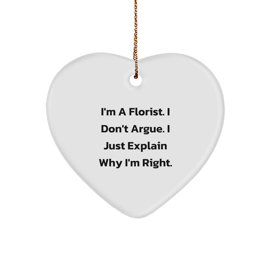 Funny Florist Gifts from Men to Women, Heart Ornament for Florist Friends, Christmas Unique Gifts for Family Members - Image 1