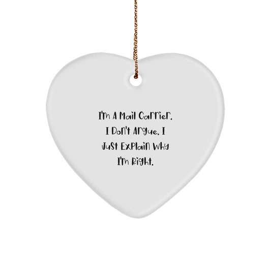Funny Mail Carrier Gifts from Friends and Family - Heart Ornament for Mail Carrier with Inspirational Quote - Perfect Christmas Unique Gifts for Mail Carrier - Image 1